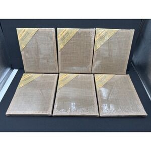 6 Canvas Pack 8x10 Square Burlap Crafters Stretched Framed Brand New & Sealed